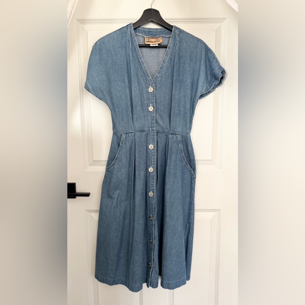 Vintage 90s Denim Button-Down Dress - Picture 5 of 7